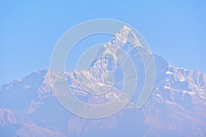 Machapuchare or Fish Tail Mountain From Sarangkot Hill During Sunrise in Pokhara, Nepal