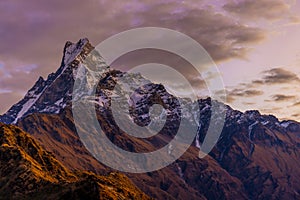 Machapuchare or Fish Tail sacred mountain in Nepal