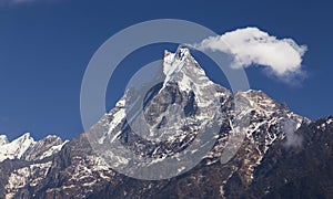 Machapuchare, Machhapuchchhre, Machhapuchhre or Fish Tail Mountain Peak Nepal Himalayas