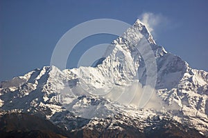 Machapuchare - majestic mountain peak in Himalaya. photo