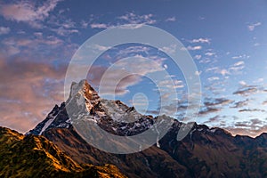 Machapuchare summit on Annapurna trek in Nepal