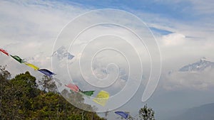 The Machapuchre and prayer flags, Nepal