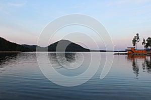 Machas lake in the evening. Czech landscape