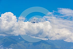 Machhapuchhare aka Mt. Fishtail in the Himalayas of Nepal captured from Sarangkot of Pokhara City