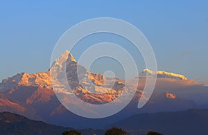 Machhapuchhre Himalaya mountain landscape Annapurna Pokhara Nepal photo