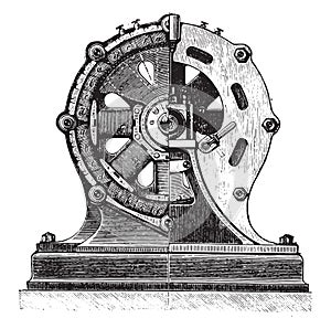 Machine AC and division, Mr. Gram, vintage engraving