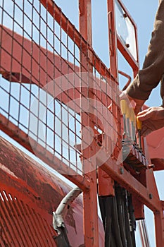 Machine being operated with levers photo