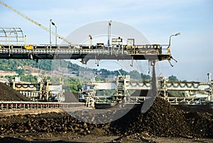 Machine in coal stock pile