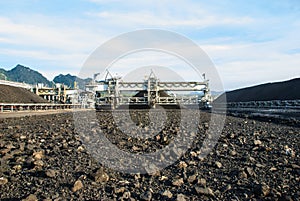 Machine in coal stock pile