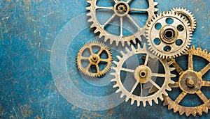 Machine cogs on a blue background.