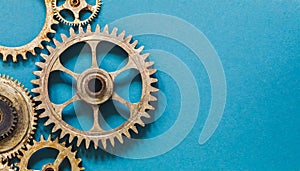 Machine cogs on a blue background.