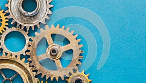 Machine cogs on a blue background.