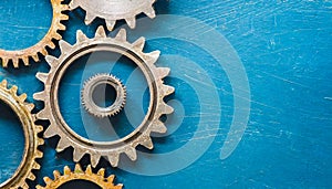 Machine cogs on a blue background.