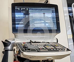 machine control panel with numerical control and touch screen display
