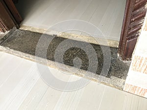 Machine cut stone threshold for entrance of an home