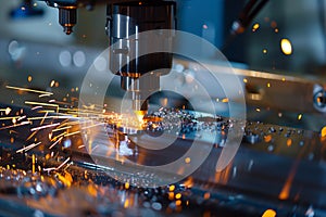 Machine Cutting Metal With Sparks