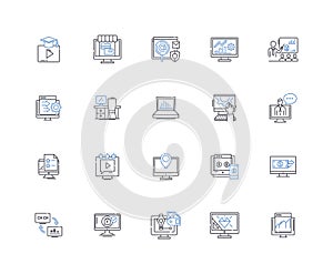 Machine data line icons collection. Sensors, Logs, Analytics, Traceability, Metrics, Diagnostics, Automation vector and