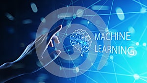Machine Deep learning algorithms and AI Artificial intelligence. Internet and technology concept on virtual screen.