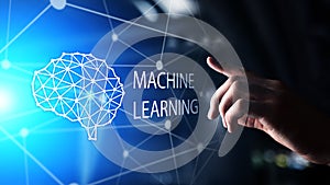 Machine Deep learning algorithms and AI Artificial intelligence. Internet and technology concept on virtual screen.