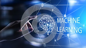 Machine Deep learning algorithms and AI Artificial intelligence. Internet and technology concept on virtual screen.