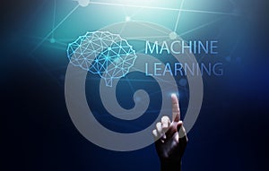 Machine Deep learning algorithms and AI Artificial intelligence. Internet and technology concept on virtual screen.