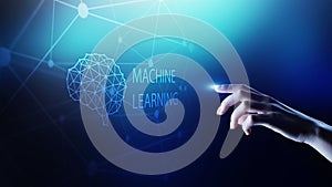 Machine Deep learning algorithms and AI Artificial intelligence. Internet and technology concept on virtual screen.