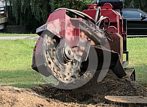 Machine Grinding Tree Stump