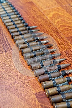Machine-gun belt with cartridges