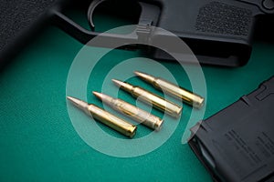 Machine gun cartridges and ammunition on the range.