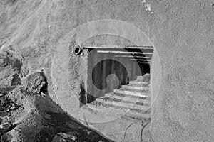 Machine gun emplacement of a concrete bunker.