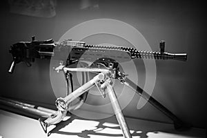 Machine gun Maxim in black and white colors