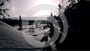 Machine gun in winter landscape