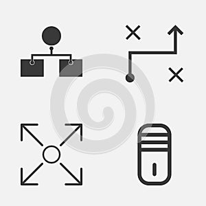 Machine Icons Set. Collection Of Branching Program, Solution, Analysis Diagram And Other Elements. Also Includes Symbols