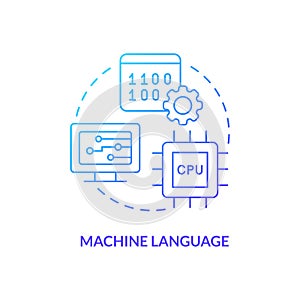 Machine language blue gradient concept icon