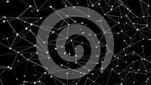 Black background with connected lines and dots futuristic abstract connection of interconnected polygons forming mesh like