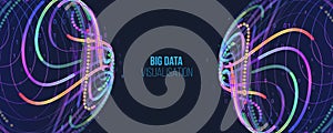 Machine learning algorithm for information filter and analytic. Abstract background with circle array and binary code. Data array