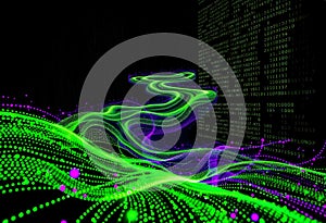 Machine Learning Algorithm Visualization Dynamic Flow Binary Code Data Stream Abstract AI