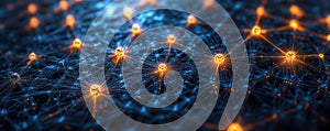 machine learning algorithm visualized as a complex neural network, glowing nodes and connections, photo-realistic, high resolution