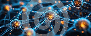 machine learning algorithm visualized as a complex neural network, glowing nodes and connections, photo-realistic, high resolution