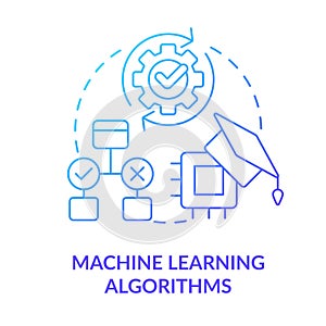 Machine learning algorithms blue gradient concept icon