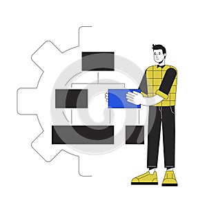 Machine learning algorithms line concept vector spot illustration