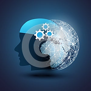 Machine Learning, Artificial Intelligence, Cloud Computing, Automated Support Assistance and Networks Design Concept