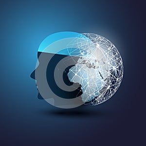 Machine Learning, Artificial Intelligence, Cloud Computing, Automated Support Assistance and Networks Design Concept