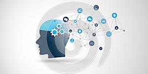 Machine Learning, Artificial Intelligence, Cloud Computing, Automated Support Assistance and Networks Design Concept