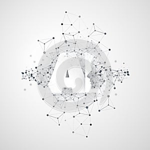 Machine Learning, Artificial Intelligence, Cloud Computing and Networks Design Concept with Geometric Network Mesh