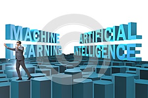 The machine learning concept with businessman