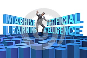 The machine learning concept with businessman