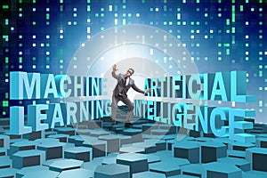 Machine learning concept with businessman