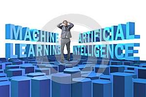 Machine learning concept with businessman