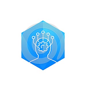 Machine learning and data mining vector line icon